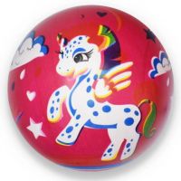 Minge de cauciuc cu model unicorn roz 23cm