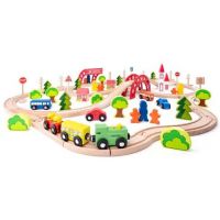 Set pistă feroviară cu pod și stație de oprire - Woodyland