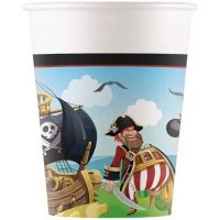 Set de 8 pahare de hârtie cu tematică de pirați, 200ml