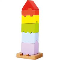 Set de construit colorat din lemn 7 bucăţi