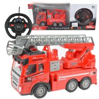 Mașină de pompieri cu coș de ridicare cu efecte de lumină și telecomandă RC Scara 1/48 27 MHz 20cm
