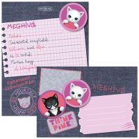Ars Una: Think Pink cu pisici, set de 10 invitații cu plicuri