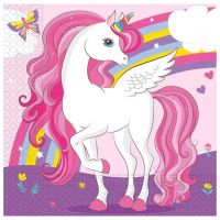 Servetă cu unicorni curcubeu 2 straturi pachet de 20 bucăți