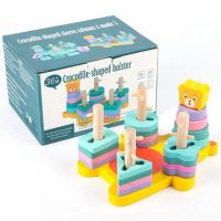 Jucărie creativă baby lemn colorat cu figurină ursuleț