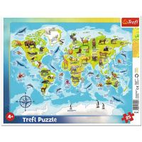 Harta Lumii cu animale 25 bucăți puzzle cu ramă - Trefl - h/a/harta-lumii-cu-animale-25-bucati-puzzle-cu-rama-trefl.jpg