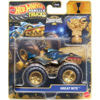 Hot Wheels Monster Trucks: Great Bite — mașinuță de campion cu cupă, 1/64 – Mattel