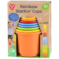 Playgo: Curcubeu jucărie de construcție pahare realizate din plastic reciclat 8 bucăți set