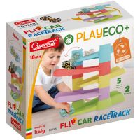 Quercetti: Set pistă de curse cu turn spiral și mașinuță Flip Car Eco