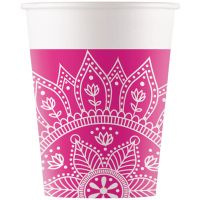 Set de 8 pahare de hârtie mandala fucsia-alb 200ml - s/e/Set-de-8-pahare-de-hartie-mandala-fucsia-alb-200ml-1.jpg