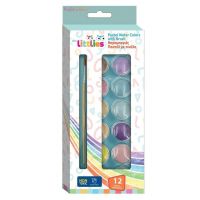 The Littlies: Set de acuarele cu 12 culori pastel și pensulă