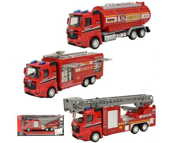 Fire Rescue: mașină de pompieri cu lumină și sunet în diverse versiuni 19cm 1bucată​