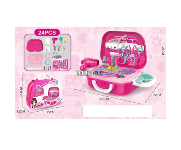 Pink 24 bucăți set înfrumusețare în valiză cu accesorii