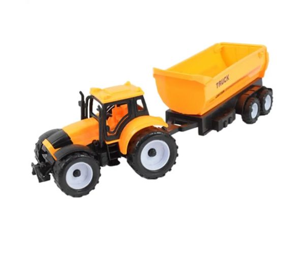 Farmer Truck: Set tractor fermier din trei părți cu remorcă 28cm
