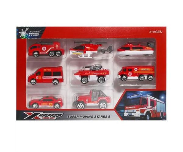 X-Fireproof mașini de pompieri set 8 bucăți