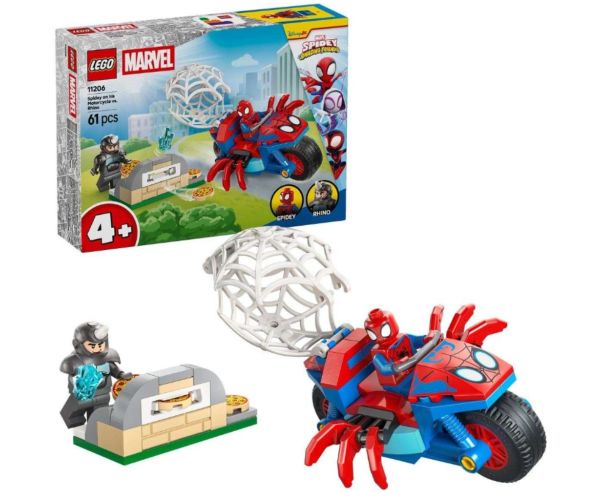 LEGO® Marvel: Spider-Man pe motocicletă vs. Rhino (11206)