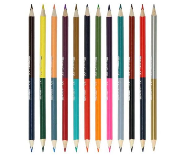 Spirit: Triunghi creioane colorate două vârfuri 12 bucăți set