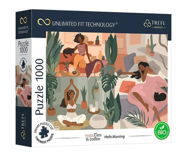 Yoga, Cats, Coffee Hello dimineață 1000 bucăți UFT puzzle - Trefl