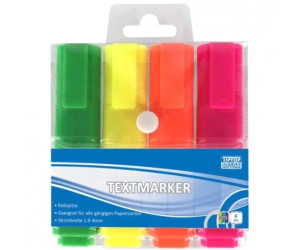 Spirit: Set de marker neon 4 bucăți cu vârf tăiat de 1-4mm