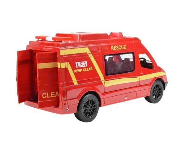 Microbuz roșu de pompieri cu telecomandă RC cu efecte de lumină 2,4 GHz 1/12 scară 30