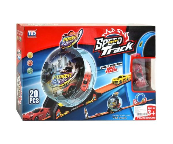 Speed Track 20 bucăți pistă de curse cu buclă și mașină retractabilă 1/64
