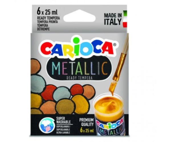 Metallic 6 bucăți set tempera - Carioca