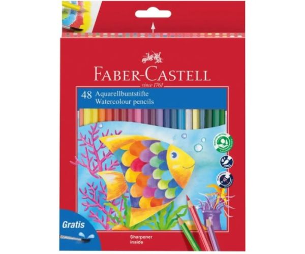 Faber-Castell: 48 bucăți Aquarell set creioane colorate cu pensulă