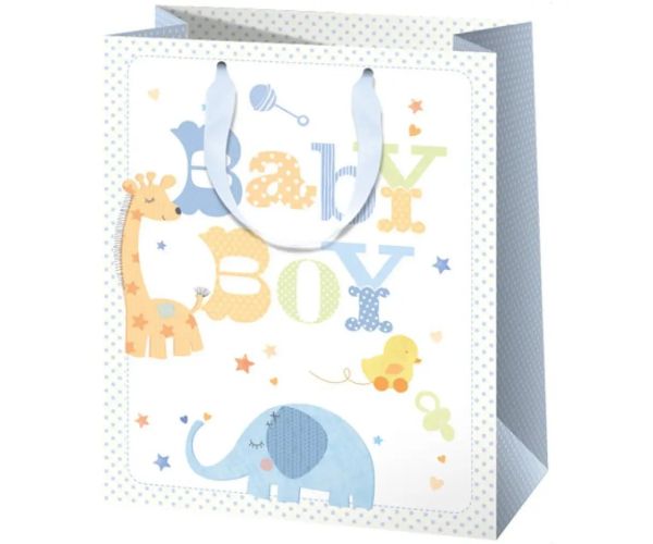 Exclusiv Baby Boy pungă cadou mare 27x33x14cm