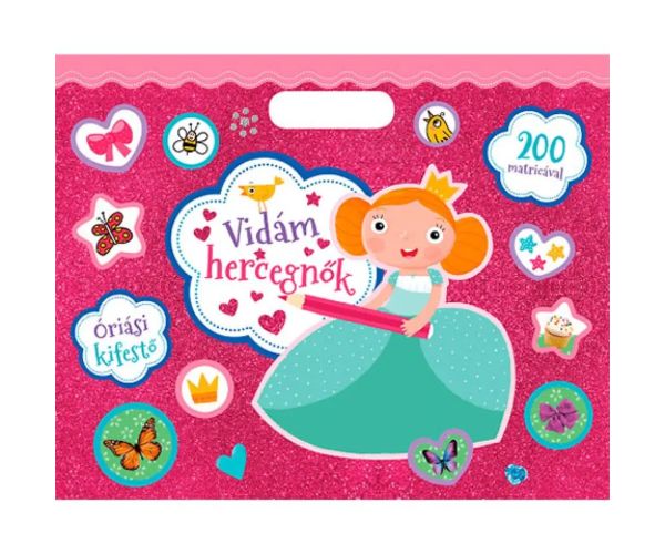 Gigantica carte de colorat – Caiete cu abțibilduri cu prințese vesele