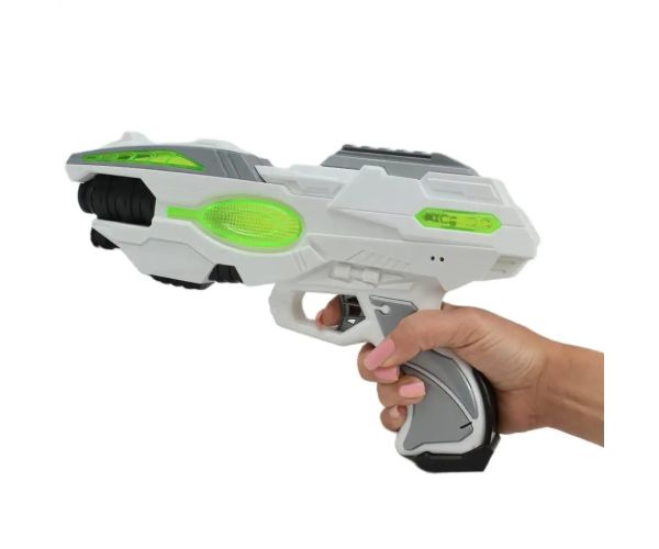 Space Series: Armă spațială de culoare verde și alb cu lumină și sunet 25cm