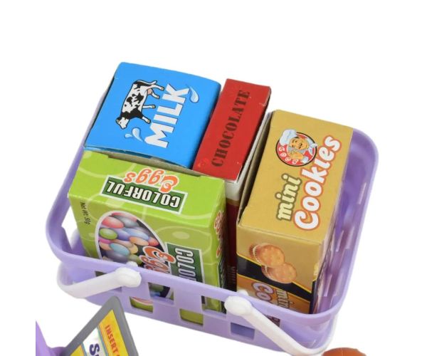 Happy Shopping: Casă de marcat electronică alb-roz cu sunet si accesorii 22,5x17cm