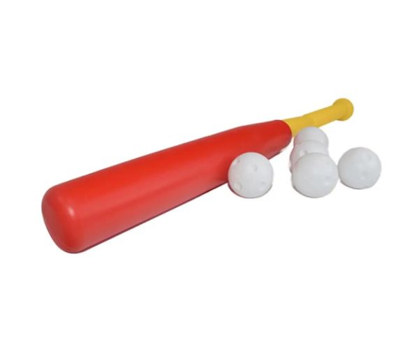 Set bâtă de baseball din plastic roșu cu mingi 56cm