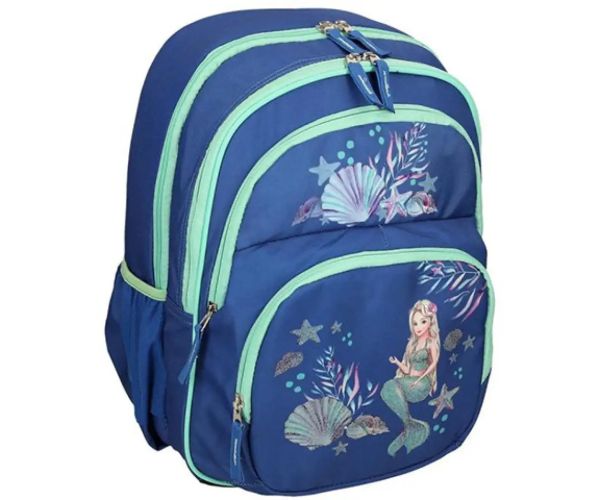 Spirit: Geantă școlară ergonomică cu model sirenă albastru rotunjit 40x20x18cm
