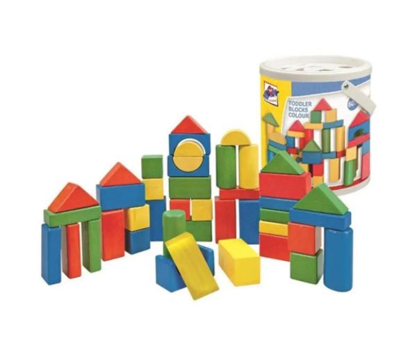 Set de 50 de cuburi din lemn cu cutie de selecție a formelor - Woodyland