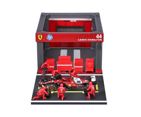 Bburago: Mașină de curse F1 - Ferrari SF-25 Pit / Lewis Hamilton 1/43