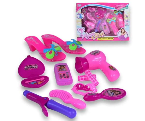 Vogue Girl: set de frumusețe din 10 piese cu pantofi, telefon și accesorii de coafură