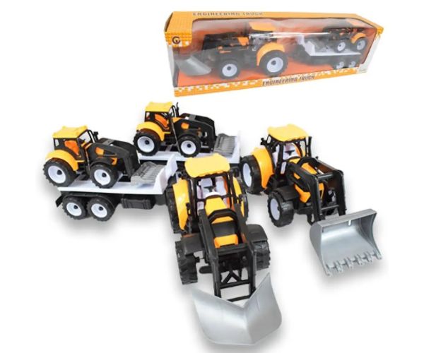 Engineering Truck: Set tractor din 2 părți cu remorcă și utilaj 46cm