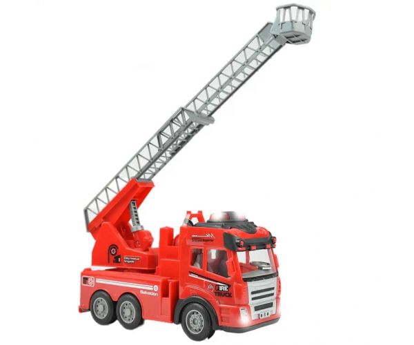 Mașină de pompieri cu coș de ridicare cu efecte de lumină ​și telecomandă RC Scara 1/48 27 MHz 20cm