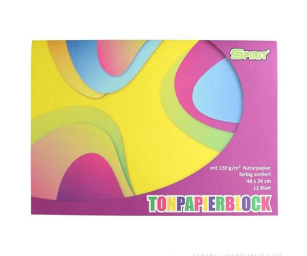 Spirit: set hârtie colaj 130g cu foi colorate pachet de 12 bucăți