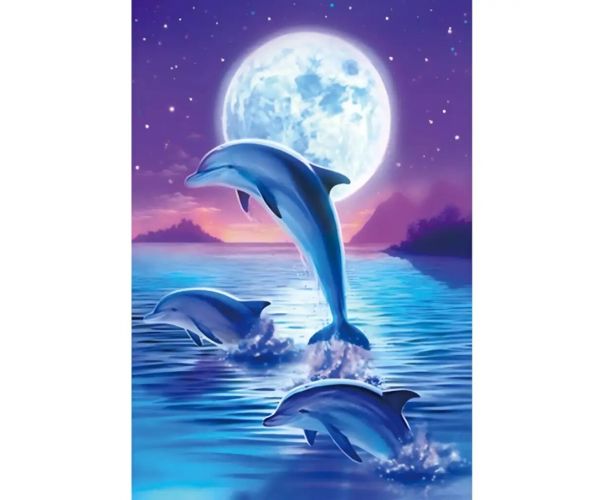 Puzzle cu diamante: Set de pictură cu diamante delfini 10x15cm