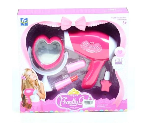 Pretty Girl set de înfrumusețare cu uscător de păr și oglindă