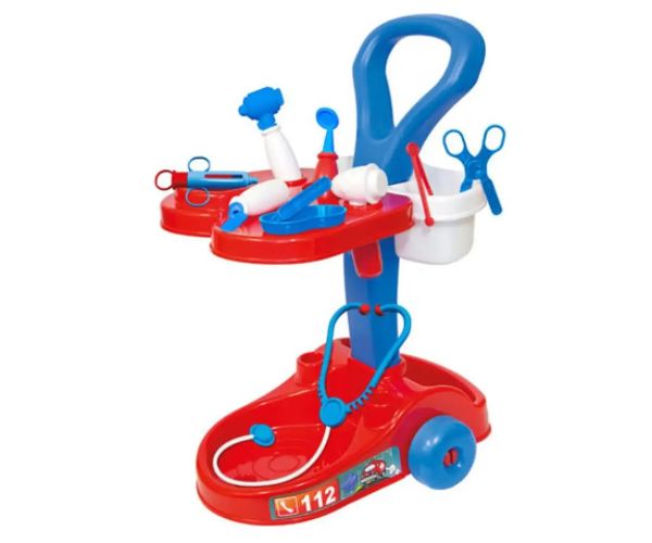 Mașină de doctor cu accesorii culoarea roșu-albastru