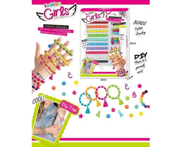 Set de făcut brățară cu mărgele colorate și accesorii