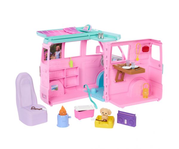 Barbie Dream Land Road Trip autorulotă cu 20 de accesorii – Mattel