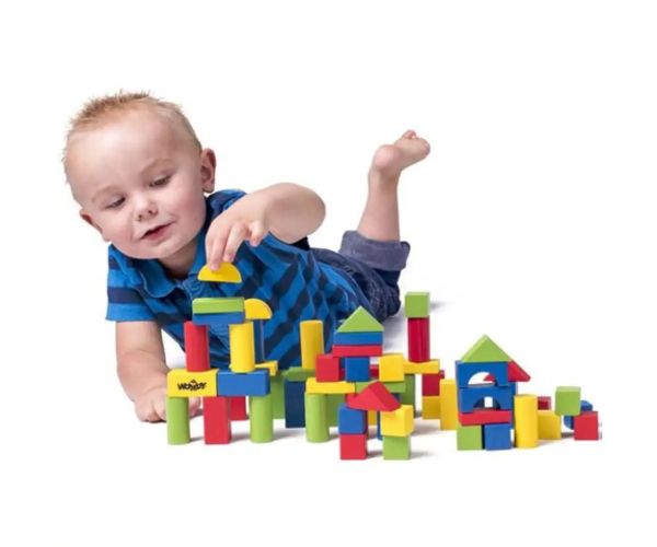 Set de 50 de cuburi din lemn cu cutie de selecție a formelor - Woodyland