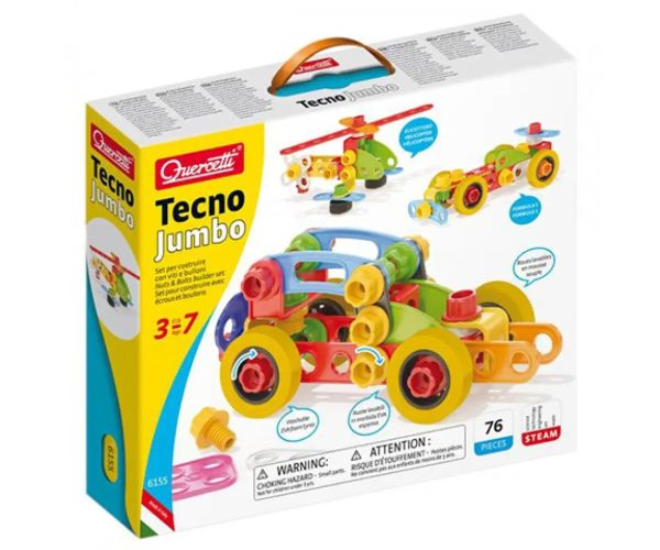 Quercetti: Techno Jumbo vehicule set creativ 76 bucăți