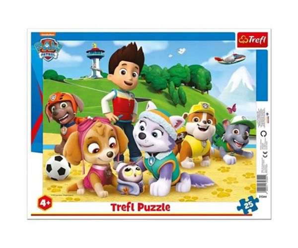 Paw Patrol Pe urmă 25 bucăți puzzle cu ramă - Trefl