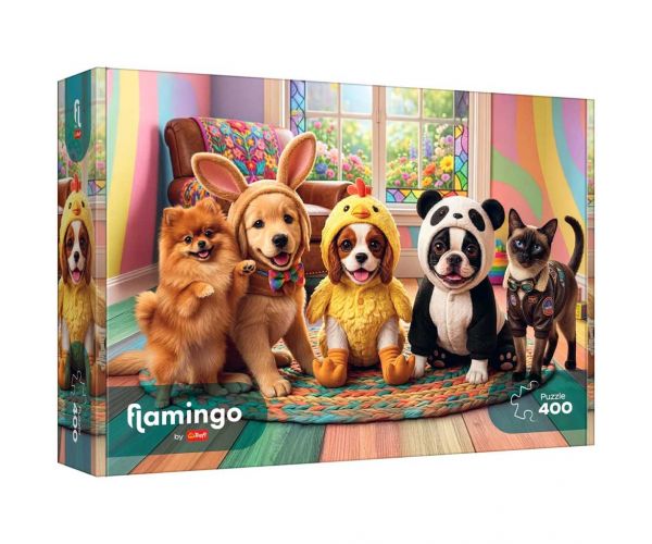 Flamingo de puzzle Animale de companie îmbrăcate puzzle de 400 de piese - Trefl