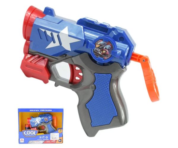 Cool Soft Bullet Gun: Pistol mic cu cartușe de culoare albastră 14cm