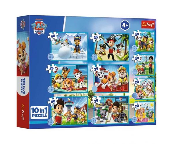 Paw Patrol Câini curajoși 10în1 puzzle set - Trefl