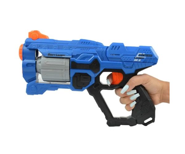 Swift Launcher: Pistol cu burete manual cu magazie rotativă si cartuse si tinta de 32 cm